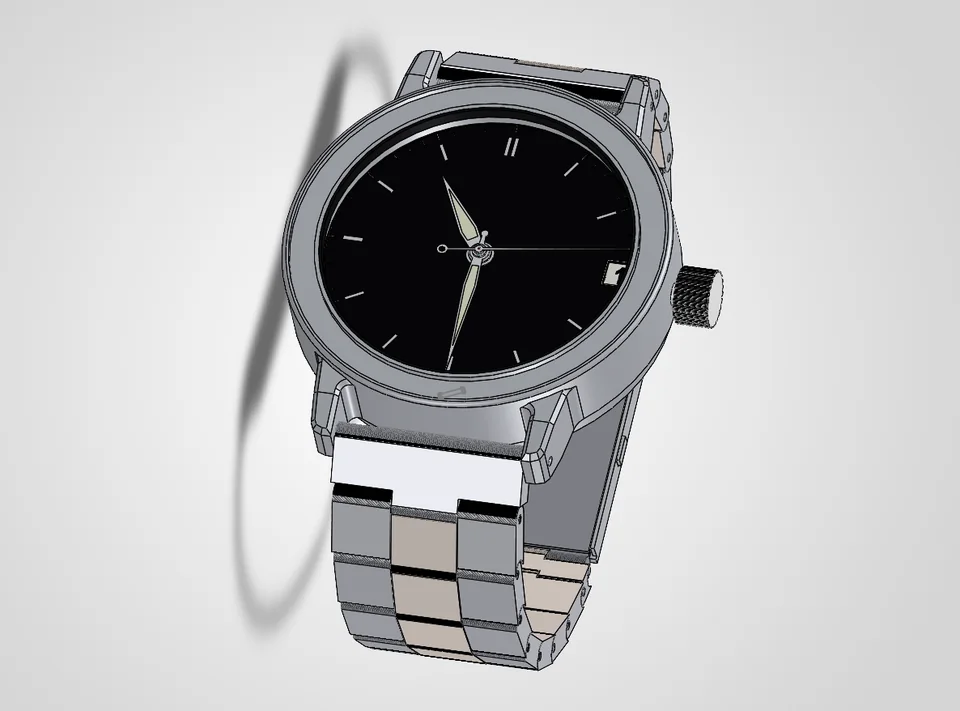 Montre complète sur bracelet métallique